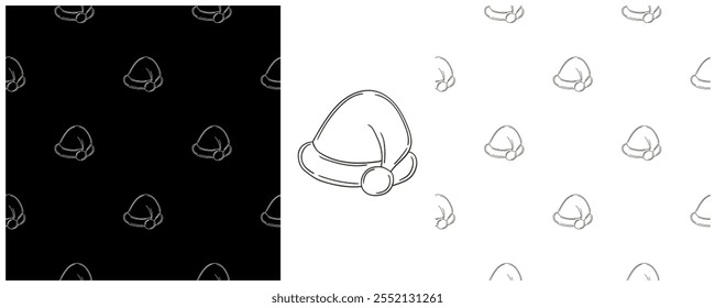 New Year. Set Monochrome pattern in hand draw style
