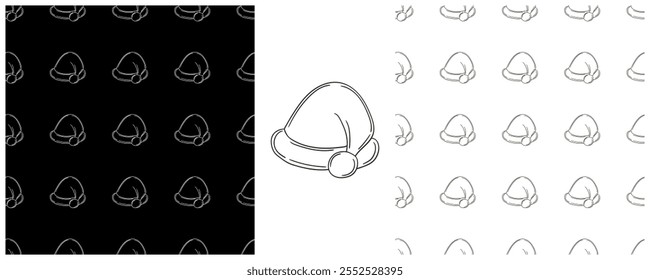 New Year. Set Monochrome pattern in hand draw style