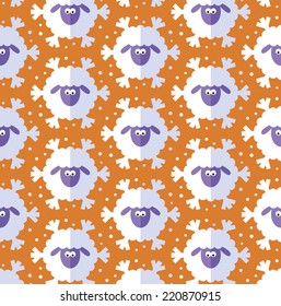 New year sheep seamless pattern on orange
