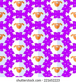 New year sheep seamless pattern on violet