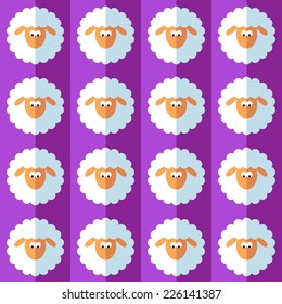 New year sheep seamless pattern on violet