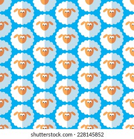 New year sheep seamless pattern on blue