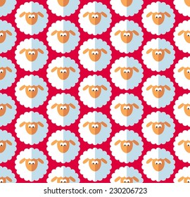 New year sheep seamless pattern on red
