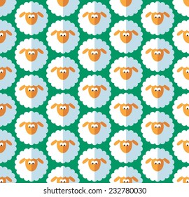 New year sheep seamless pattern on green