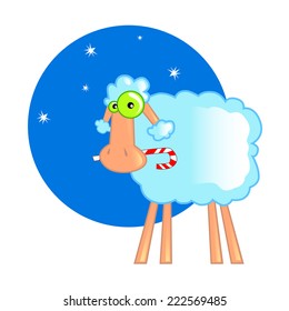 New year. Sheep. Snow. Vector Illustration.