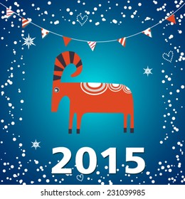 New Year sheep vector greeting card. New Year goat vector background..