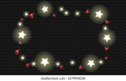 New year shining garland and balls on a knitted background. Winter and decoration vector elements.