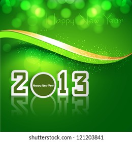 New year shiny reflection 2013 bright green wave colorful background vector