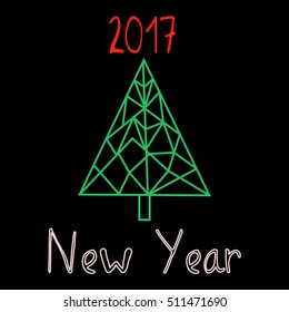 New year sign Christmas tree vector 