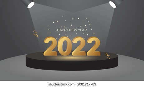 new year sign, with golden glitter numbers on black background