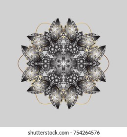 New Year sign. Gray, brown and neutral icon silhouette. Snowflake winter isolated on gray, brown and neutral colors. Vector illustration. Symbol of celebration. For Christmas design.