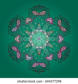 New Year sign. Snowflake winter isolated on colorful background. Vector illustration. For Christmas design. Icon silhouette. Symbol of celebration.