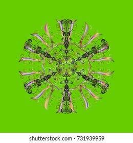 New Year sign. Symbol of celebration. Vector illustration. Snowflake winter isolated on green, gray and neutral colors. Green, gray and neutral icon silhouette. For Christmas design.