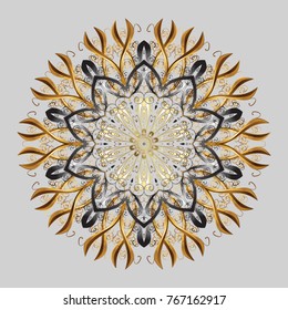 New Year sign. Vector illustration. Symbol of celebration. Gray, brown and beige icon silhouette. Snowflake winter isolated on gray, brown and beige colors. For Christmas design.