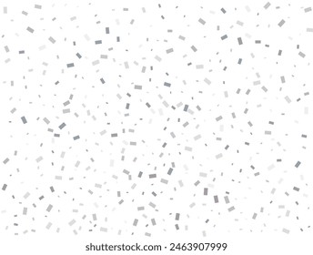 New Year silver Rectangular glitter confetti background. White festive texture