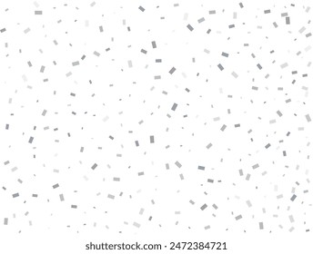 New Year silver Rectangular glitter confetti background. White festive texture