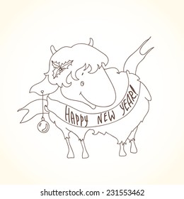 New year sketch background with sheep