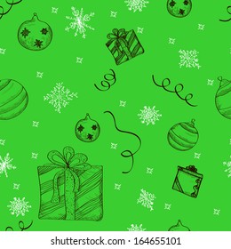 New Year Sketch Vector Seamless