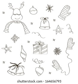 New Year Sketch Vector Set