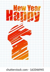 New Year sketching. Drawing on notebook sheet.Imitation of marker