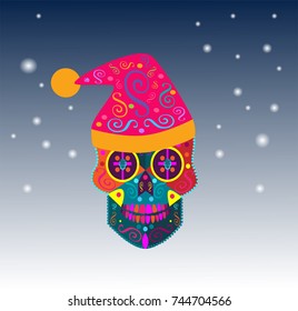 New Year Skull vector background