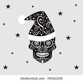 New Year Skull vector background