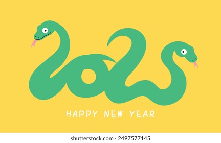 New year of the snake vector illustration. Zodiac snakes forming chinese new year 2025 numbers. 