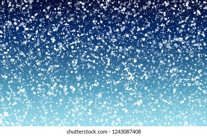 New Year Snow background. Fantasy Holiday Vector Illustration. Background with Isolated Fall of Snow. Fantasy  Snowstorm Illustration Design.