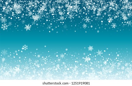 New Year Snow background. Winter Snowy Vector Illustration. Realistic Falling Snow Background. Magic Blizzard Illustration Design.