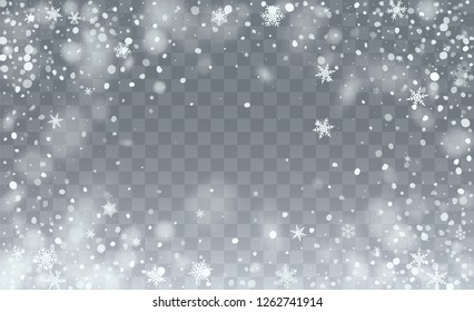 New Year Snow background. Winter Snowy Vector Illustration. Realistic Falling Snow Background. Fantasy  Snowstorm Illustration Design.