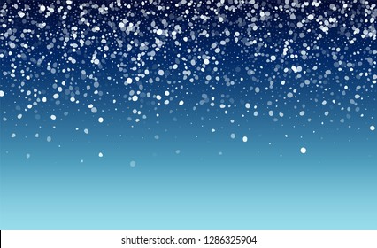 New Year Snow background. Winter Snowy Vector Illustration. Background with Isolated Fall of Snow. Magic Blizzard Illustration Design.