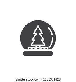 New Year Snow Globe Vector Icon. Filled Flat Sign For Mobile Concept And Web Design. Snow Globe With A Xmas Tree Glyph Icon. Symbol, Logo Illustration. Vector Graphics