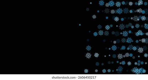  New Year snow texture graphic design elements for banners, cards, invitations. Snow falling on dark winter night. 