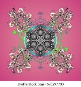 New year snowflake. Cute abstract snowflake vector design on colorful background. Flat snow doodle icons, snow flakes silhouette in colors for christmas banner, cards.