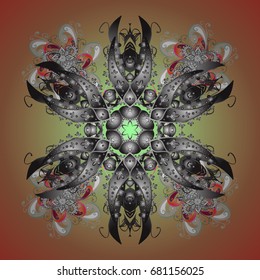 New year snowflake. Cute abstract snowflake vector design on colorful background. Flat snow doodle icons, snow flakes silhouette in colors for christmas banner, cards.