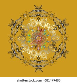 New year snowflake. Cute abstract snowflake vector design on colorful background. Flat snow doodle icons, snow flakes silhouette in colors for christmas banner, cards.