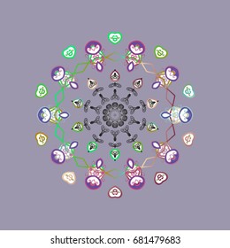New year snowflake. Cute abstract snowflakes vector design on colorful background. Flat snow doodle icons, snow flakes silhouette in colors for christmas banner, cards.