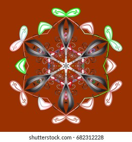 New year snowflake. Cute abstract snowflake vector design on colorful background. Flat snow doodle icons, snow flakes silhouette in colors for christmas banner, cards.