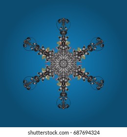 New year snowflake. Cute abstract snowflakes vector design on colorful background. Flat snow doodle icons, snow flakes silhouette in colors for christmas banner, cards.