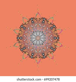 New year snowflake. Cute abstract snowflake vector design on colorful background. Flat snow doodle icons, snow flakes silhouette in colors for christmas banner, cards.