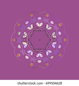 New year snowflake. Cute abstract snowflake vector design. Flat snow doodle icons, snow flakes silhouette in pink, purple and violet colors for christmas banner, cards.