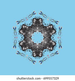 New year snowflake. Cute abstract snowflake vector design on colored background. Flat snow doodle icons, snow flakes silhouette in colors for christmas banner, cards.
