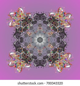 New year snowflake. Cute abstract snowflakes vector design on colored background. Flat snow doodle icons, snow flakes silhouette in colors for christmas banner, cards.