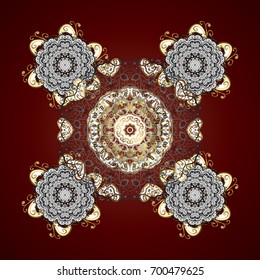 New year snowflake. Cute abstract snowflake vector design on red gradient background. Flat snow doodle icons, snow flakes silhouette in colors for christmas banner, cards.