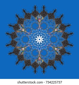 New year snowflake. Cute abstract snowflakes vector design on blue, gray and neutral colors. Flat snow doodle icons, snow flakes silhouette in blue, gray and neutral colors for christmas banner, cards