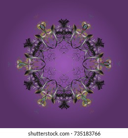 New year snowflake. Cute abstract snowflake vector design on violet, gray and neutral colors. Flat snow doodle icons, snow flakes silhouette for christmas banner, cards.