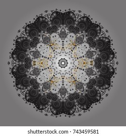 New year snowflake. Cute abstract snowflake vector design on gray, brown and neutral colors. Flat snow doodle icons, snow flakes silhouette for christmas banner, cards.