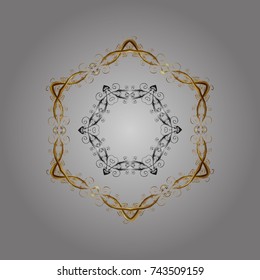 New year snowflake. Cute abstract snowflake vector design. Flat snow doodle icons, snow flakes silhouette in gray, brown and beige colors for christmas banner, cards.