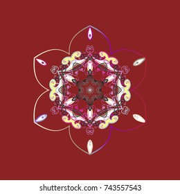 New year snowflake. Cute abstract snowflakes vector design on red, gray and white colors. Flat snow doodle icons, snow flakes silhouette for christmas banner, cards.