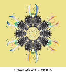 New year snowflake. Cute abstract snowflake vector design. Flat snow doodle icons, snow flakes silhouette in neutral, gray and beige colors for christmas banner, cards.